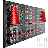 thumbnail of tectake panneau perforé jonah, crochets supports, acier solide, 120x2x60 cm, noir rouge, rangement atelier