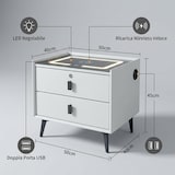 thumbnail of Comodino Smart LED Ricarica USB Wireless Mobile Notte Legno 50x40x50 cm - nero