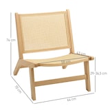 thumbnail of Sessel Relaxsessel ohne Armlehnen Rattan Rückenlehne 70x64x74 cm Naturholz breiter Sitz Holzrahmen atmungsaktiv für Wohnzimmer Schlafzimmer