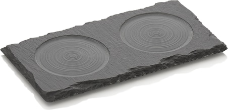 40x Untersetzer für Mühlen mit 2 Abstellflächen für CLASSIC MILL, 16 x 8 x 1 cm, Naturschiefer