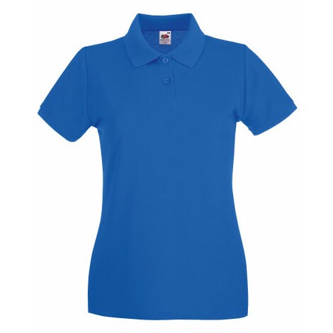FRUIT OF THE LOOM, Polo femme, manches courtes, patte de boutonnage 2 boutons ton sur ton, bleu royal, XS