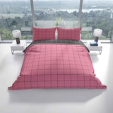 thumbnail of Baumwolle Bettwäsche 200x200 cm Rosa Grau kariert Wendeseite Reißverschluss 3 tlg