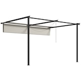 thumbnail of Outsunny Pérgola de Parede de Jardim com Teto Retrátil Tecido de Poliéster e Estrutura de Aço 3,9x2,9 m Creme