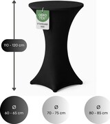 thumbnail of Stehtischhusse für Bistrotisch mit 4 verstärkten Fußlaschen elastisch Stretch OEKO-TEX zertifiziert  Ø 60-65x110-120 cm Schwarz (2 Stück)