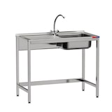 thumbnail of - Fregadero bajo barra 1 seno y 1 escurridor industrial grifo incluido dos aguas  acero inoxidable 1000 x 500 x 850 mm