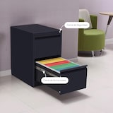 thumbnail of m-office Archivador Metálico Negro de Oficina con 2 Cajones y Cerradura para Carpetas A4 y Folios, Mueble Cajonera de 62 x 46 x 72 cm (1 und)