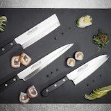 thumbnail of Arcos Cuchillo Santoku Cuchillo Asiático, Hoja con alveolos de Acero Inoxidable NITRUM 170 mm, Mango de Polioximetileno (POM), Color Negro