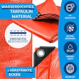 thumbnail of Abdeckplane 140 g/m² (6 x 10 m, Orange) wasserdichte Plane mit Ösen - Gewebeplane Schutzplane