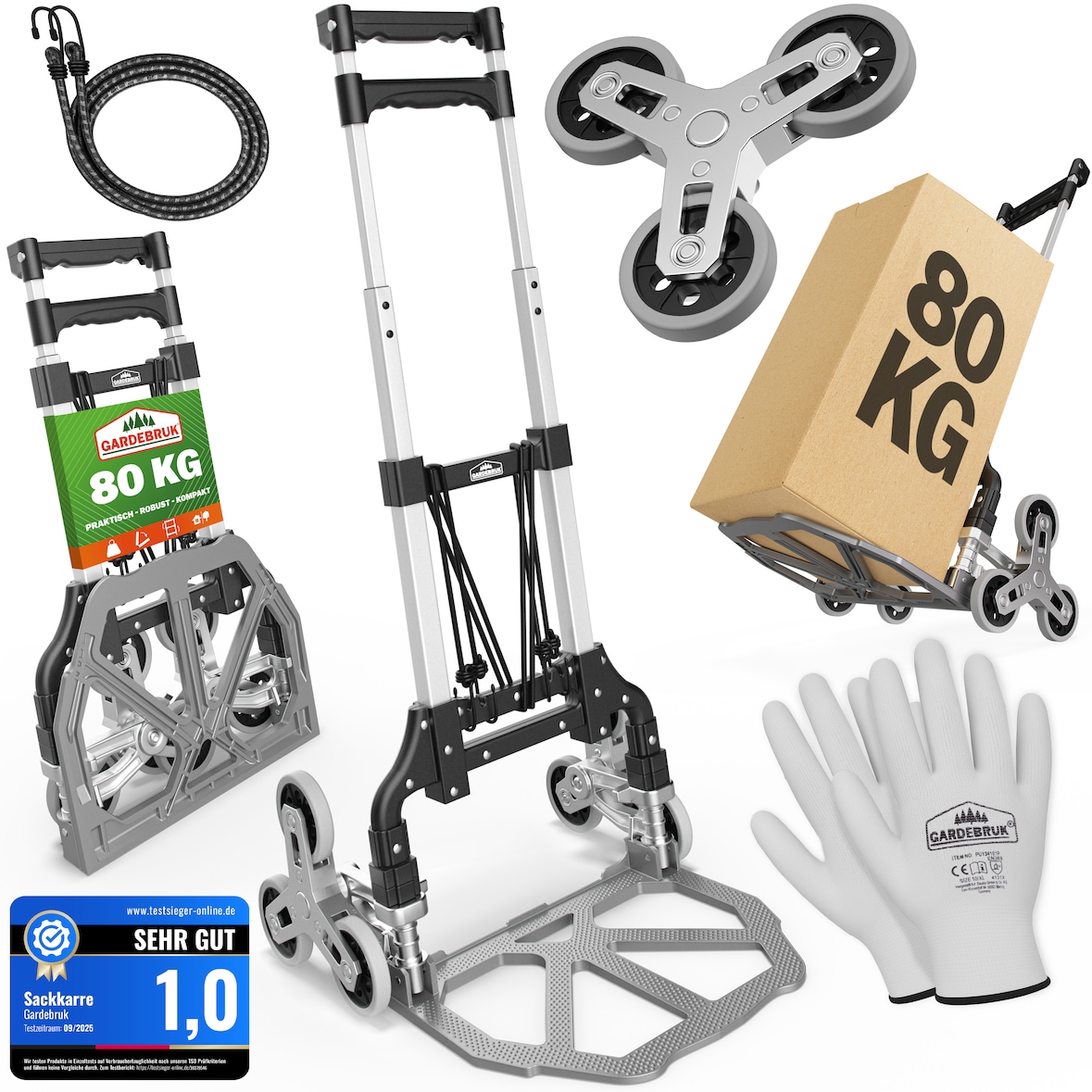 GARDEBRUK® Treppenkarre Aluminium klappbar 80 kg