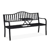 thumbnail of Relaxdays Gartenbank mit klappbarem Tisch, 3-Sitzer, stabil, Garten, Metall Balkonbank, HBT 89 x 150 x 58,5 cm, schwarz