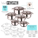 thumbnail of WellHome - Set di pentole in acciaio inox da 12 pezzi con 3 padelle Ø16/20/24 cm in alluminio pressato nero