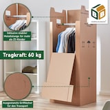 thumbnail of 3 x Kleiderbox 60 kg Traglast stabiler Kleiderkarton mit Kleiderstange 2-wellig Umzugskarton Textilkarton BB-Verpackungen