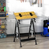 thumbnail of Banco de Trabajo Ajustable en Altura con 4 Mordazas Escalas Tableros Regulables en Ángulo Distancia 65x57x85-114 cm Madera Natural y Negro