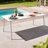 thumbnail of Rechthoekige witte metalen tuintafel - Oviala