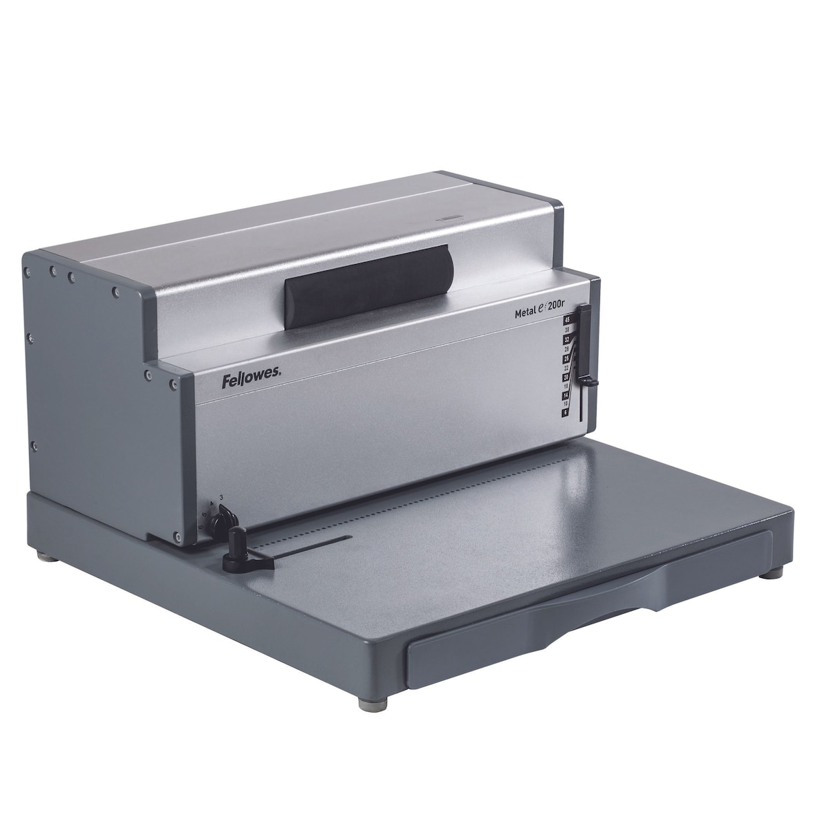 Fellowes Encuadernadora Eléctrica Metal E200R  eléctrica, espiral metálico, uso intensivo, perfora hasta 25 hojas y encuaderna hasta 450 hojas
