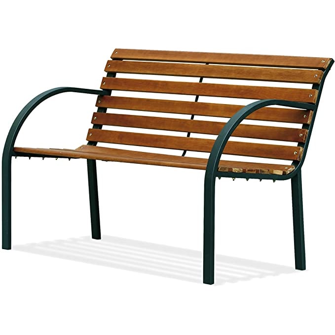 Garden Friend Panca Parco struttura in acciaio stecche di legno h80x62x122 cm nero/legno naturale