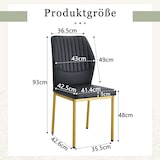 thumbnail of 4er-Set Esszimmerstühle PU-Leder Schwarz-Gold 93 cm mit Metallbeinen