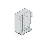 thumbnail of C+P Z-Spind Classic PLUS, schwebender Sitzbank aus Buche 6 Abteile, HxBxT 212x120x82cm, Zylinderschloss, Hellgrau/Clowngrün von PROREGAL