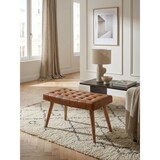 thumbnail of Sitzhocker 67x47x39 cm Mango Massivholz / Echtleder Chesterfield-Design, Lederhocker Braun, Beistellhocker Hocker ohne Lehne, Country