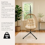 thumbnail of Yoevu silla colgante para interior y exterior cojín incluido, beige