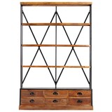 thumbnail of vidaXL Bücherregal 4 Ebenen 6 Schubladen 122×36×181 cm Massivholz
