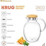 thumbnail of Wilmax Borosilikat Glas Krug mit Bambusdeckel, 2400ml
