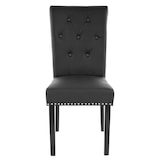 thumbnail of 6er-Set Esszimmerstuhl Chesterfield II, Stuhl Küchenstuhl, Nieten ~ Kunstleder, schwarz, dunkle Beine