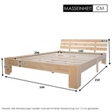 thumbnail of Massivholz Doppelbett 140x200 aus Kiefer mit Lattenrost, Rustikales Bettgestell mit natürlicher Maserung,Stauraum, Stabiles Kiefernholz Bett Natürlich