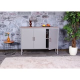 thumbnail of Cómoda HWC-L84, aparador aparador, 3 puertas metal 90x120x40cm, revestido de melamina ~ gris