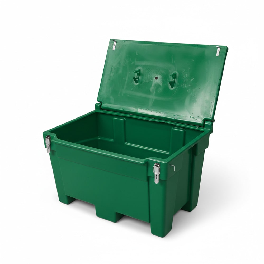 Bac de stockage alimentaire pour animaux 200l avec grenouillères - plast'up rotomoulage - VERT
