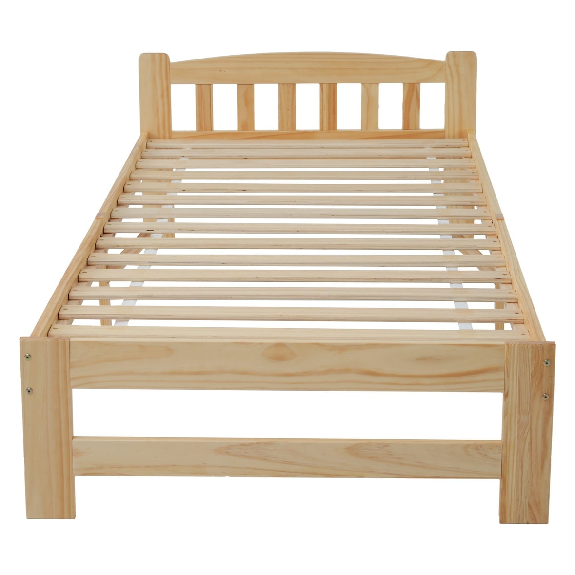 Merax Massivholzbett, Einzelbett Futonbett mit Kopfteil und Lattenrost 90x200cm, Natur