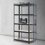 thumbnail of Scaffale Magazzino Alta Portata 875 Kg nero/90x40x180 cm