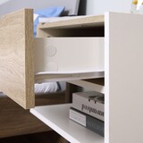 thumbnail of HOMCOM Juego de 2 Mesitas de Noche Flotantes de Madera con 1 Cajón y Estante Abierto Diseño Montado en Pared Moderno 46x30x30 cm Roble y Blanco