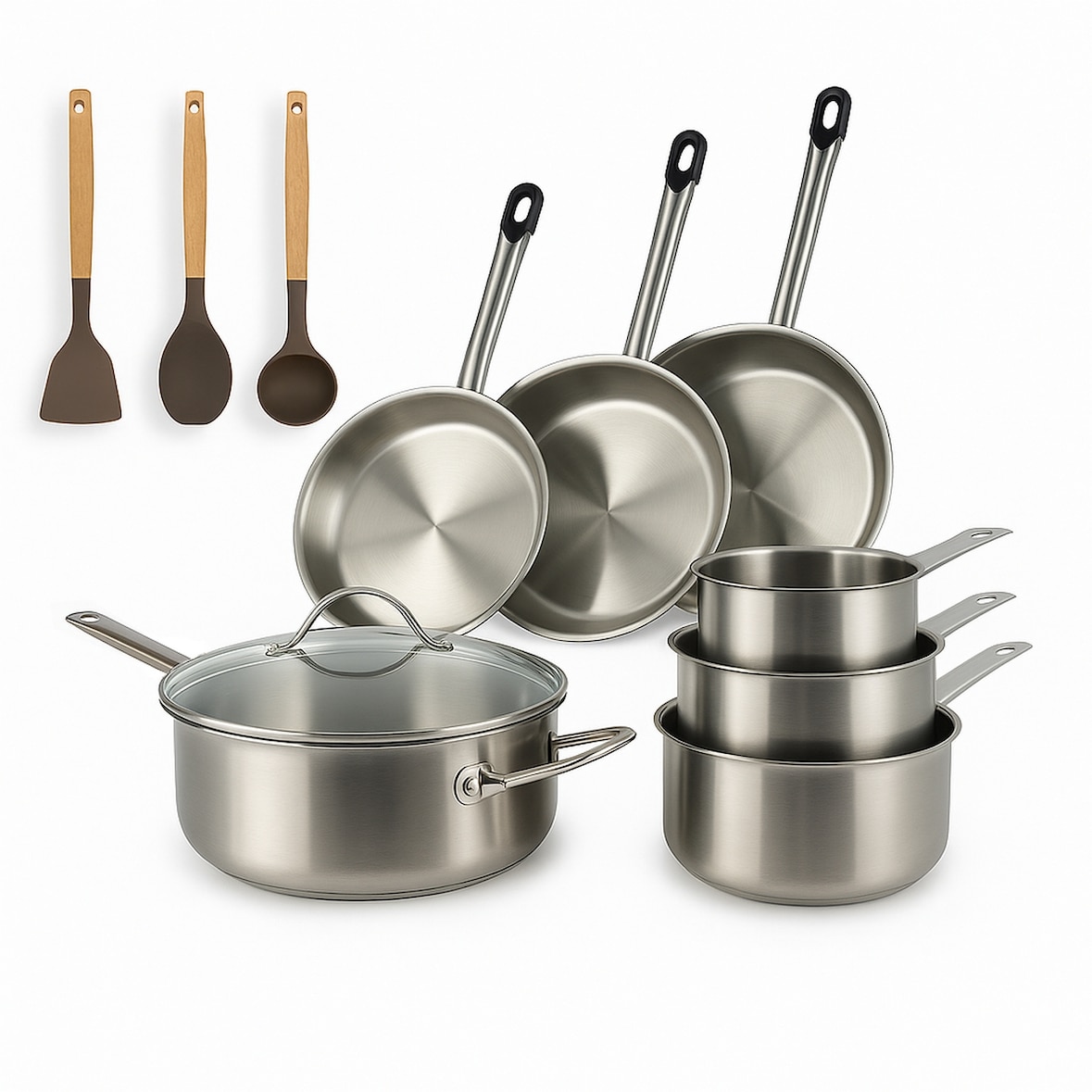 Menastyl - Set 10 pièces cuisson professionnel en acier inoxydable induction