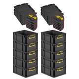 thumbnail of PROREGAL SuperSparSet 10x Eurobox NextGen Color mit Scharnierdeckel & Verschlüssen, HxBxT 17x30x40cm, 16L, Schwarz, Griffe gelb zu, Eurobehälter