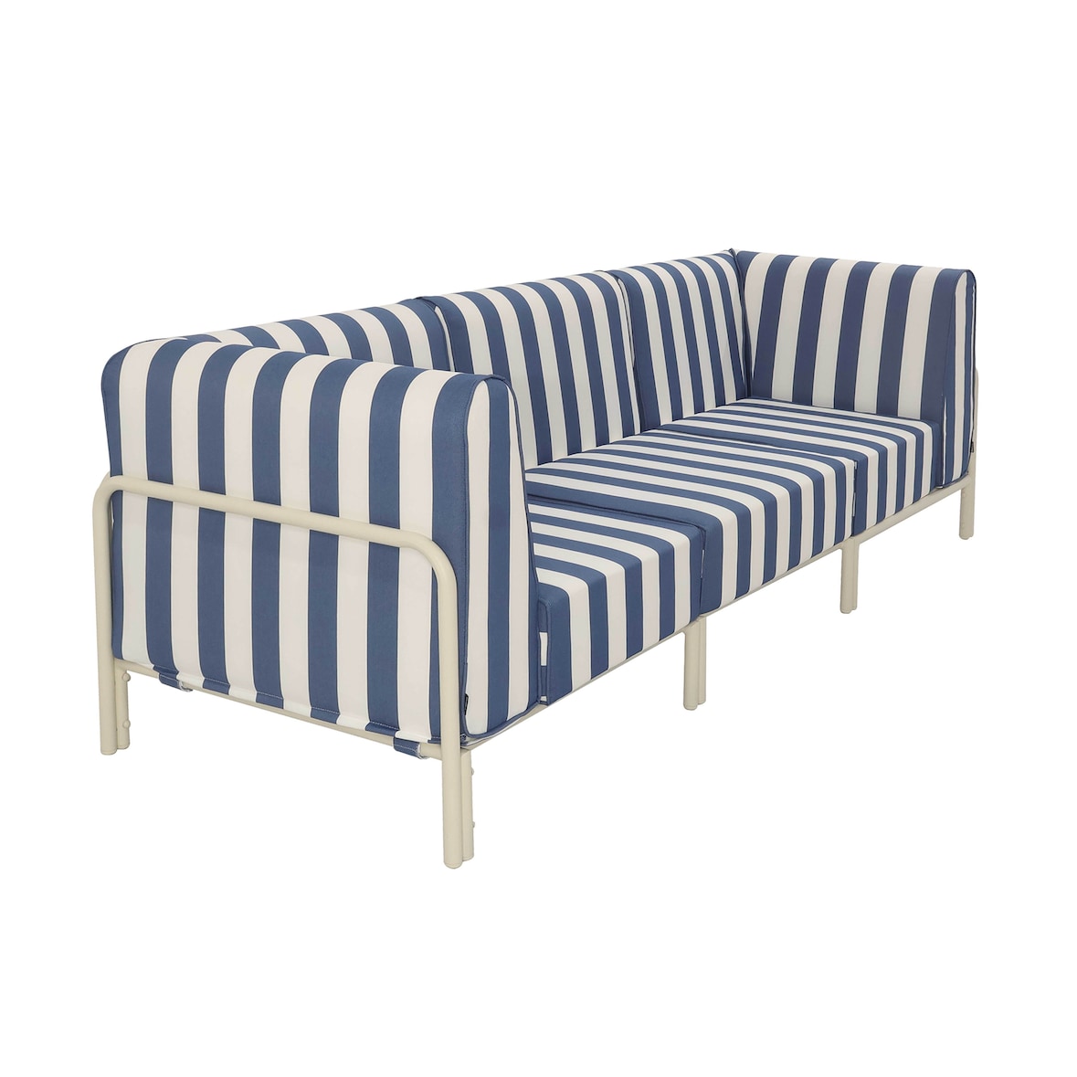 Modulaire lage gestreepte tuinset voor 3 personen Pacificblauw Oviala 232x80 cm