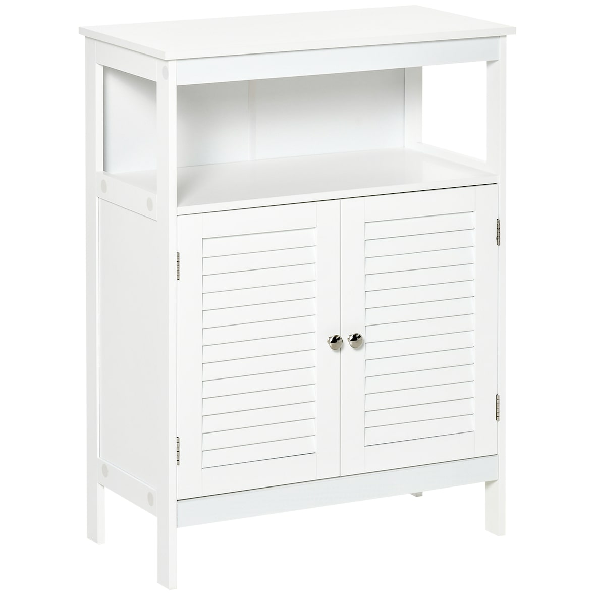 Armario de Baño Auxiliar con 2 Puertas de Persianas Estantes 60x30x81,6 cm Blanco