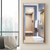thumbnail of Relaxdays Bad Spiegelschrank aus Bambus, eintüriger Badezimmerschrank mit Spiegel, zusammengebauter Wandschrank, natur