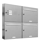 thumbnail of AL Briefkastensysteme 3 Fächer Premium Edelstahl Wand Briefkasten Anlage mit Klingeln, Post A4, modern, robust, wetterfest, Artikelnummer: 331T3EA2KS