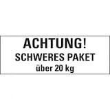 thumbnail of Aufkleber I Hinweisetikett SCHWERES PAKET über 20kg, weiß, Haftpapier, permanent, 147x50mm, 250/Rolle