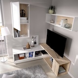 thumbnail of Dmora Wohnwand Denali, modulares Eck-Wohnzimmerset, Multipositions-Wohnzimmermöbel, 230 x 41 x 180 cm, Weiß und Eiche