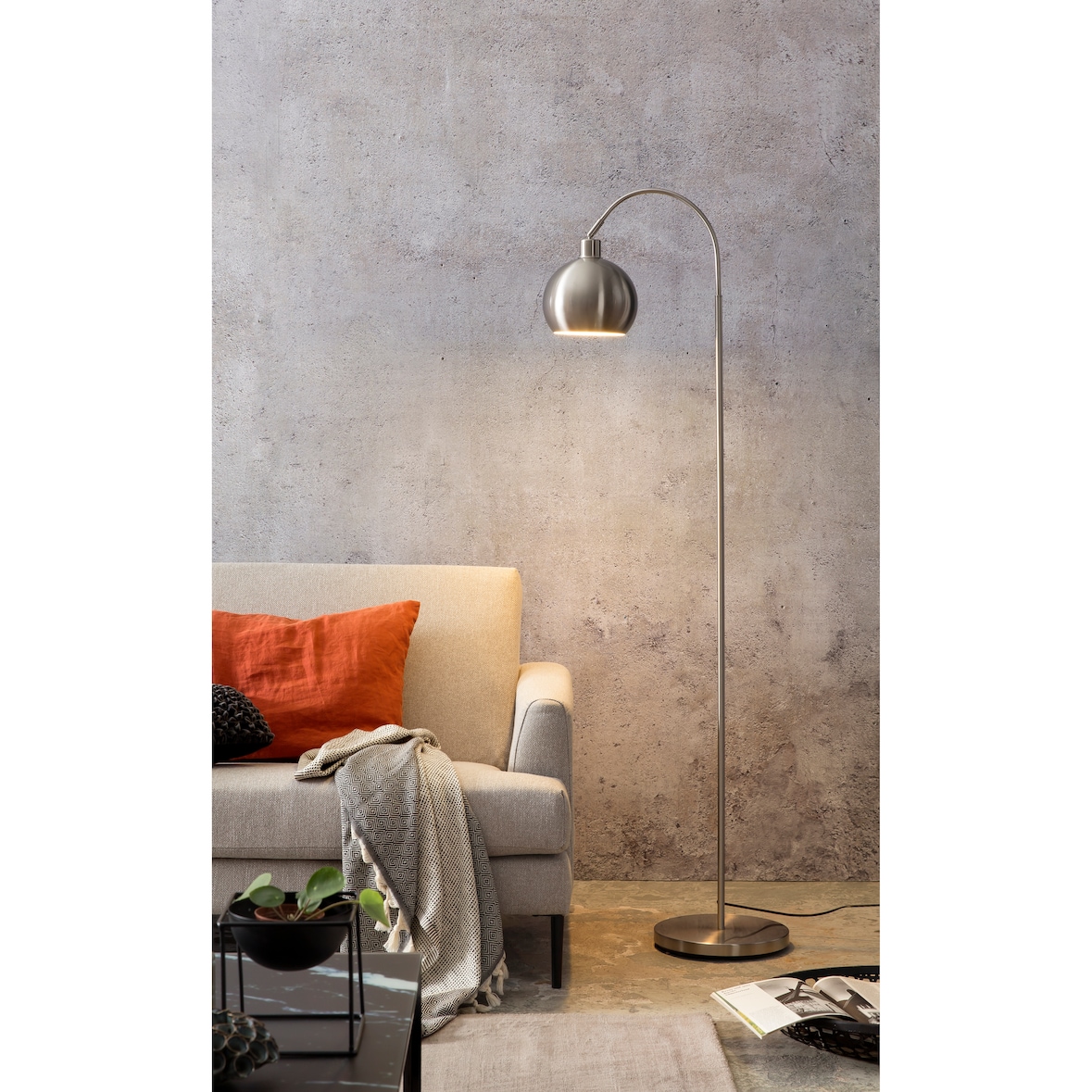 SalesFever Lampadaire | 1 flamme | Métal aspect acier inoxydable | L 28 x P 60 x H 153 cm | argent