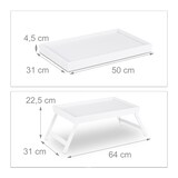 thumbnail of Relaxdays Betttablett Bambus, klappbare Beine, erhöhter Rand, Tablett zum Frühstücken & Servieren, HBT: 22x64x31cm, weiß