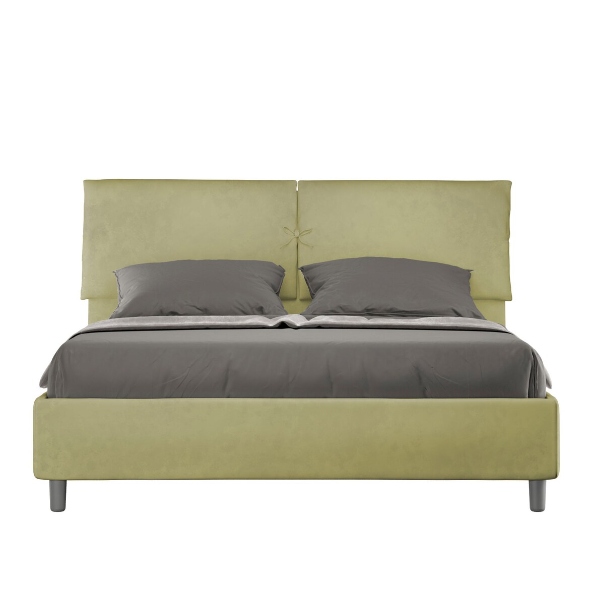 Letto Matrimoniale con rete imbottito 160x200 microfibra tè verde Mados