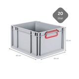 thumbnail of PROREGAL 5x Eurobox NextGen Color | HxBxT 22x30x40cm | 20 Liter | Griffe rot geschlossen | Glatter Boden | Eurobehälter