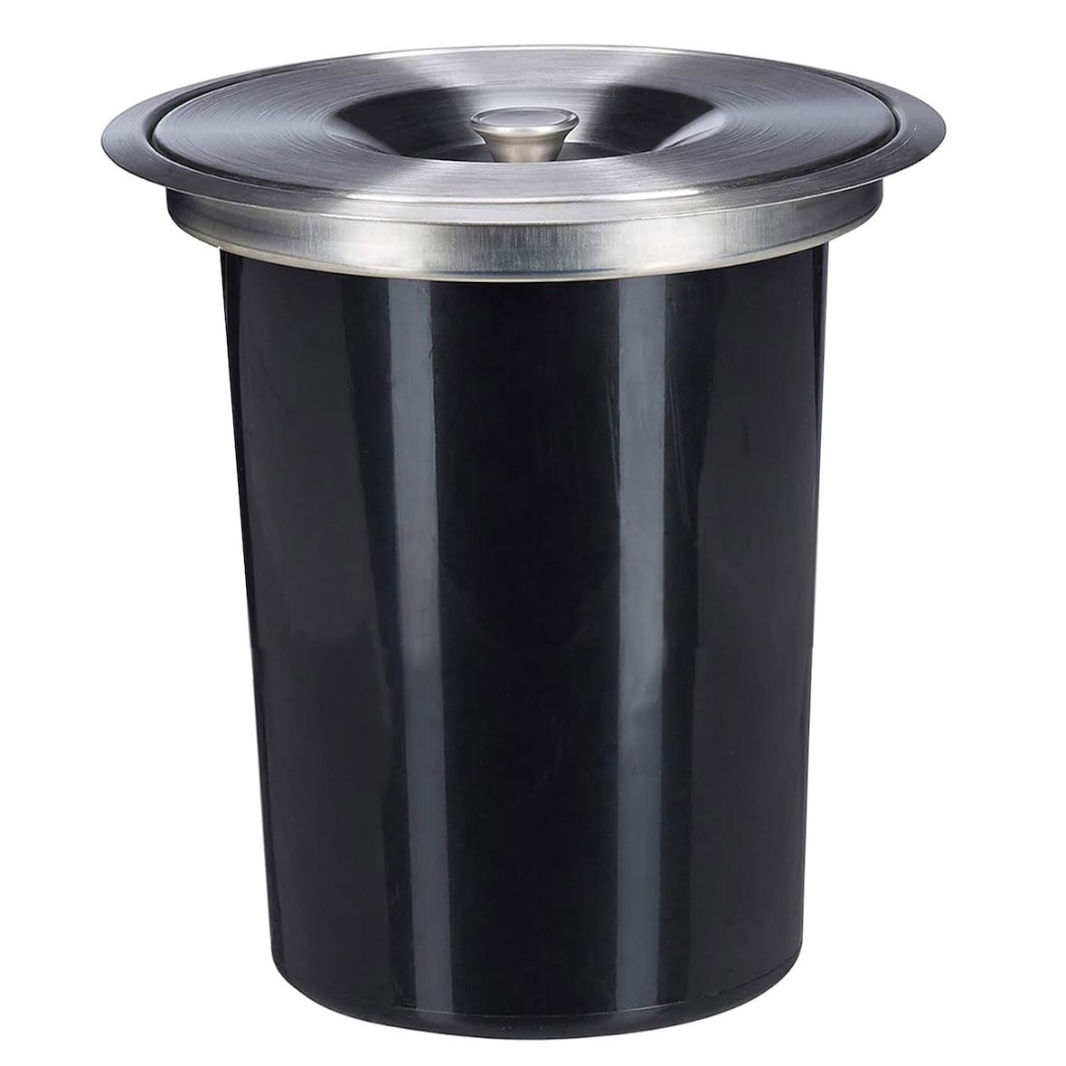 WellHome - Cubo de basura integrable en encimeras, con tapa en acero inoxidable de 5L Negro