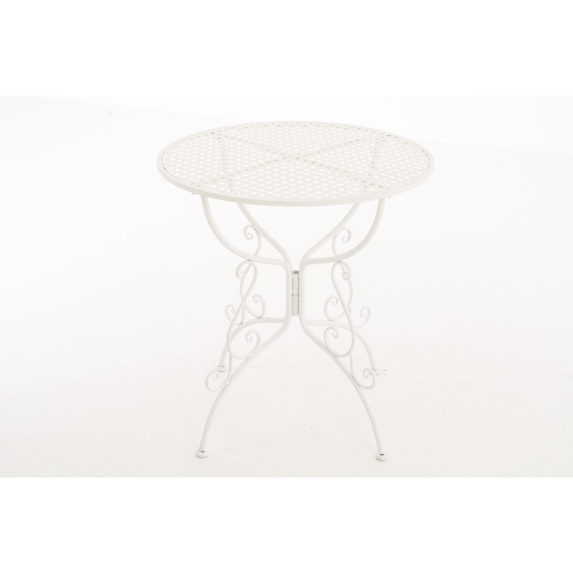 Décoshop26 - Smeedijzeren tuintafel diameter Ø 70 cm wit MDJ10044