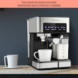 thumbnail of Arabica Comfort Siebträgermaschine 1350W 20 Bar 1,8l Touch-Bedienfeld Silber-Metallic