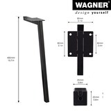 thumbnail of WAGNER Möbelbein/Tischbein schräg 80er JAHRE STIL - 20 x 80 x 80 x 400 mm, Stahl schwarz matt, filigran Retro - 12544001