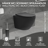 thumbnail of ECD Germany Hänge-WC kurz 49 cm Schwarz matt – spülrandlos, Nano-Versiegelung, WC-Sitz Softclose abnehmbar, Tiefspüler Keramik